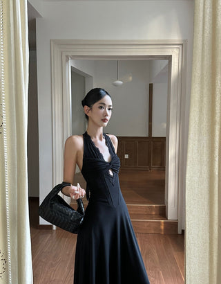 black halter dress