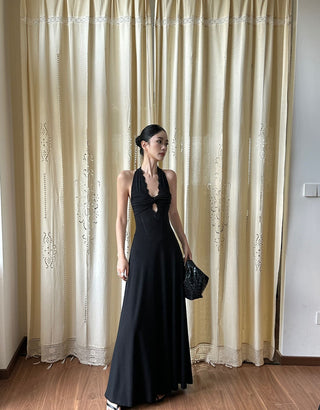 black halter dress