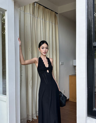 black halter dress