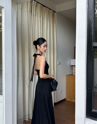 black halter dress