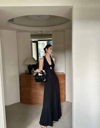 black halter dress
