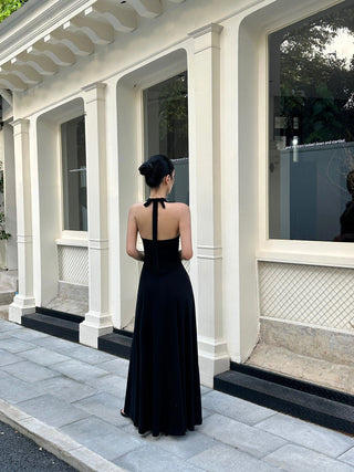 black halter dress