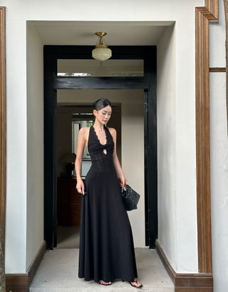 black halter dress