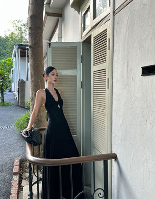 black halter dress