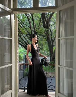 black halter dress