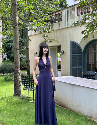 black halter dress