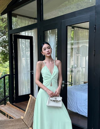 green suspender dress