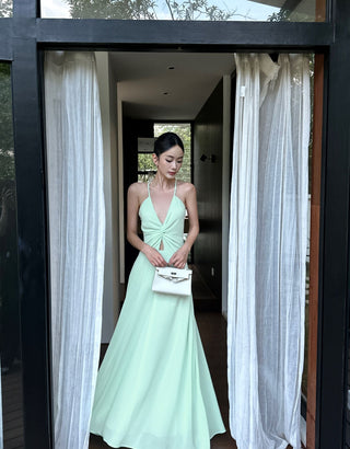green suspender dress