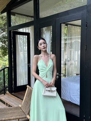 green suspender dress