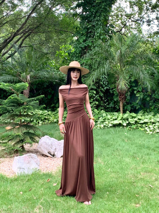 minimalist off-shoulder dress