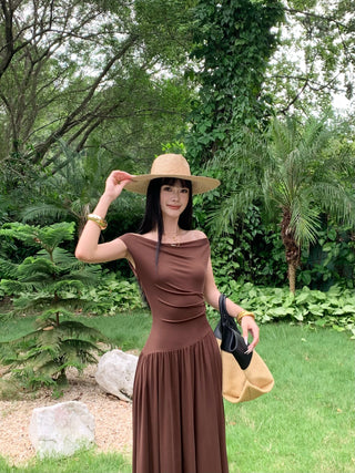 minimalist off-shoulder dress