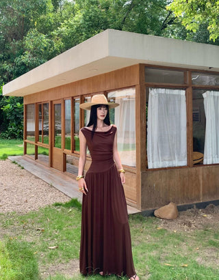 minimalist off-shoulder dress