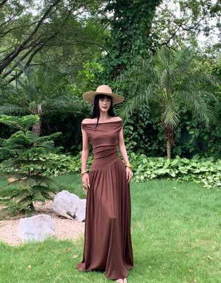 minimalist off-shoulder dress