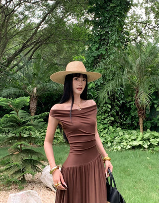 minimalist off-shoulder dress