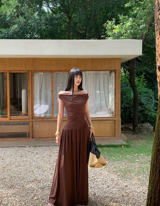 minimalist off-shoulder dress