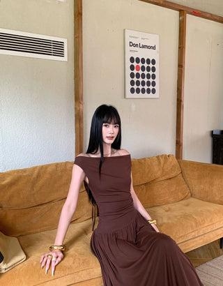 minimalist off-shoulder dress
