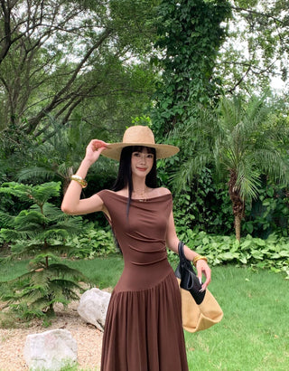 minimalist off-shoulder dress