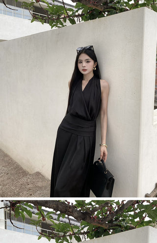 black satin dress