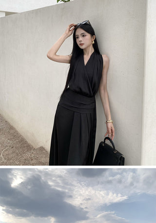 black satin dress