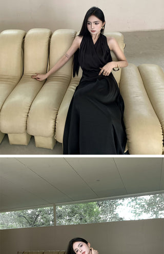 black satin dress