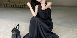 black satin dress