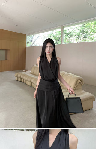 black satin dress