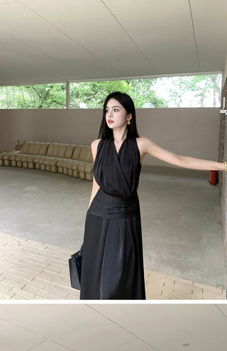 black satin dress