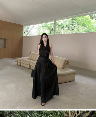 black satin dress