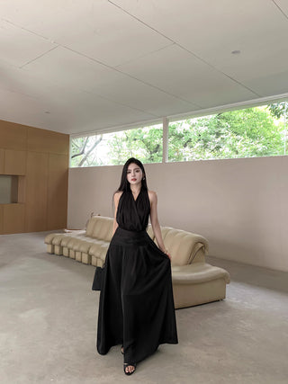 black satin dress