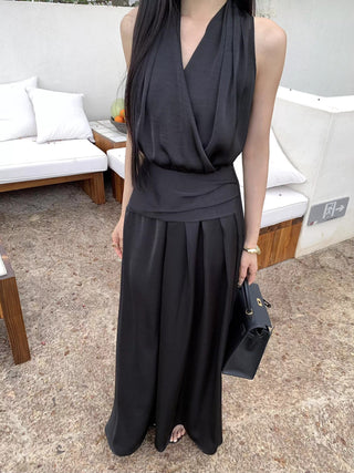 black satin dress