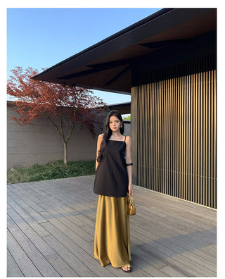 gilded satin skirt