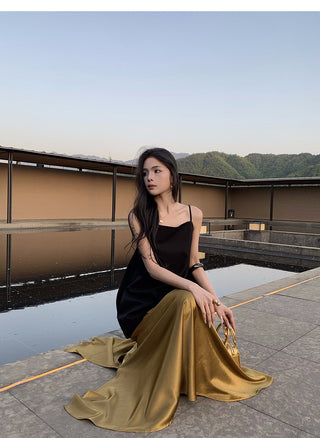 gilded satin skirt