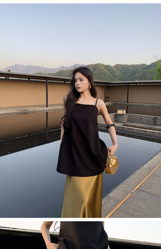 gilded satin skirt