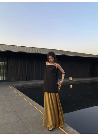 gilded satin skirt