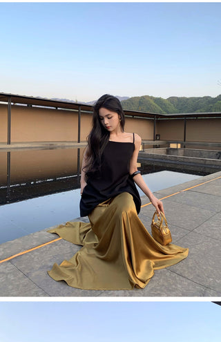 gilded satin skirt