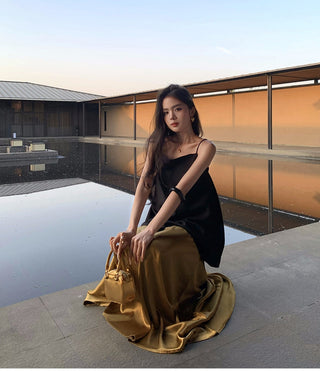 gilded satin skirt