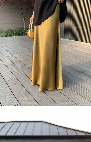 gilded satin skirt