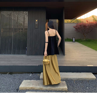 gilded satin skirt