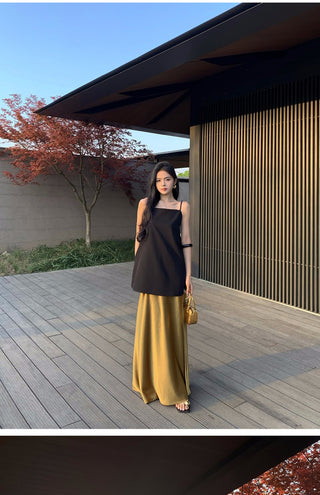 gilded satin skirt