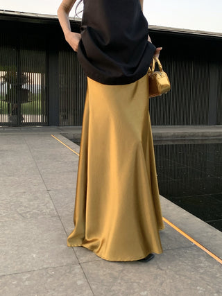 gilded satin skirt