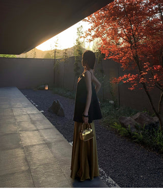 gilded satin skirt