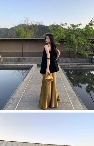 gilded satin skirt