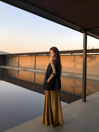 gilded satin skirt