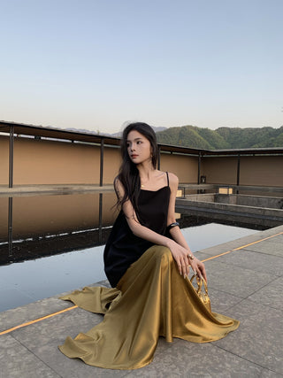 gilded satin skirt