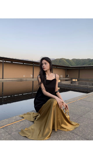 gilded satin skirt