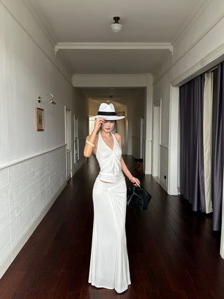white twisted skirt