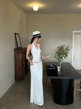 white twisted skirt