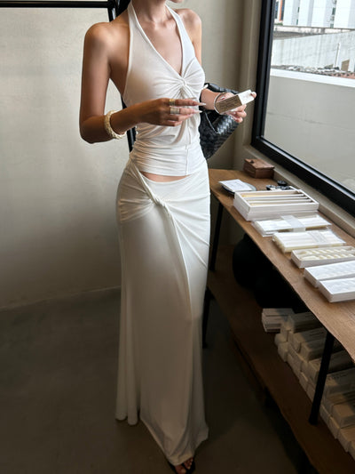 white twisted skirt
