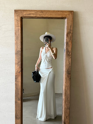 white twisted skirt