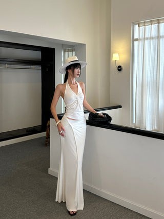 white twisted skirt